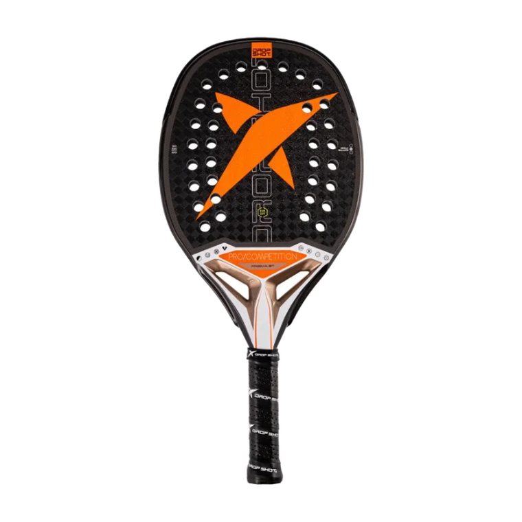 Raquete Drop Shot Prisma BT, preta com o X laranja